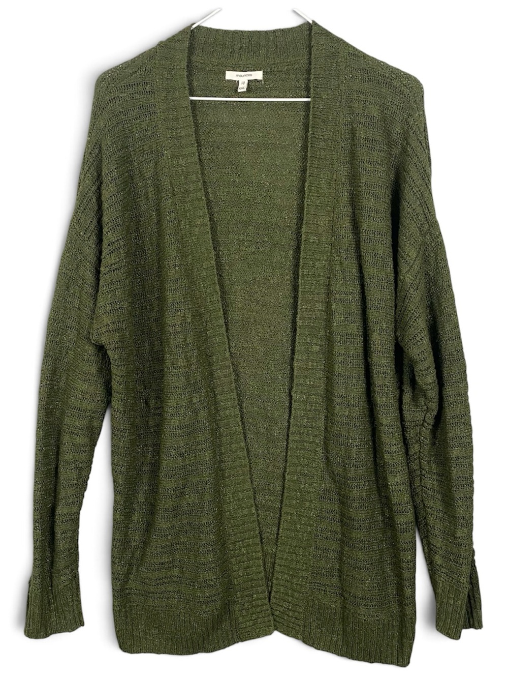 Maurices Olive Green Open Front Textured Knit Cardigan XXL